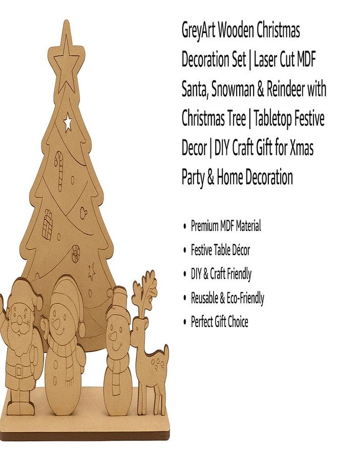 GreyArt DIY Christmas Wooden Painting Set for Kids - Easy to Assemble Christmas Craft Kit| Includes Paints & Brush | Holiday Art & Decoration Activity for Kids (Style-1) - Image 3